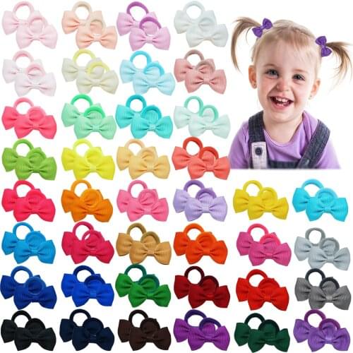 80PCS Baby Girls Hair Ties 2Inch Grosgrain Ribbon Mini Hair Bows Elastic Rubber Hair Bands Ponytail Holders Accessories for Gilr