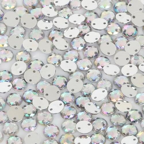 Hot 6/8/10/12/14/16/18/20mm Sewing Flatback Rhinestones Crystal Stone Acrylic Beads Sew On DIY Jewelry For Clothing Decoration