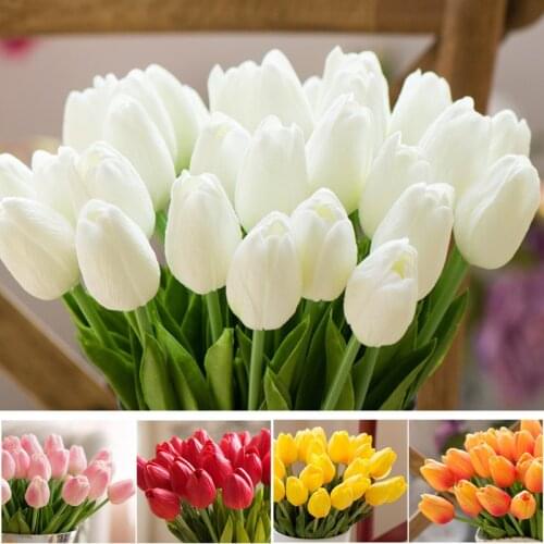 1 Pcs Fake White Tulips Silk Tulip Artificial Flowers Tulips For Home Decoration Lot Artificial Flowers Tulip Bouquets