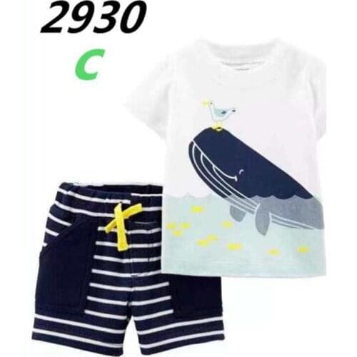 Baby Boy Clothes Suit Humpback Whale T-Shirts Striped Shorts Pants Sea Children Outfit Summer Cotton Jumpsuit Sets 0-2 Year