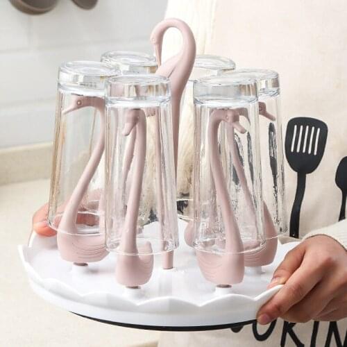 Creative Circle Swan Water Draining Cup Holder Simple Storage Draining Shelf Household Plastic Water Cup Holder Wholesale U3