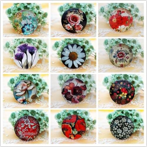 2 PCS 30MM Flower round glass Cabochon for make bracelet necklace Jewelry for women earring pins brooch craft supply