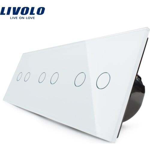 Livolo EU Standard, Touch Switch, Free Combination Luxury Wall Triple Light Switch, VL-C706-11,With White Crystal Glass Panel