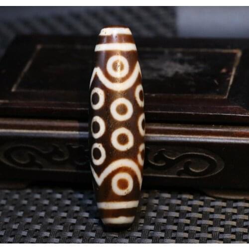 Treasure Magic Power Tibetan old Agate 21 Eye Master King Big Drum dZi Bead Amulet Pendant Talisman Timestown UPD22