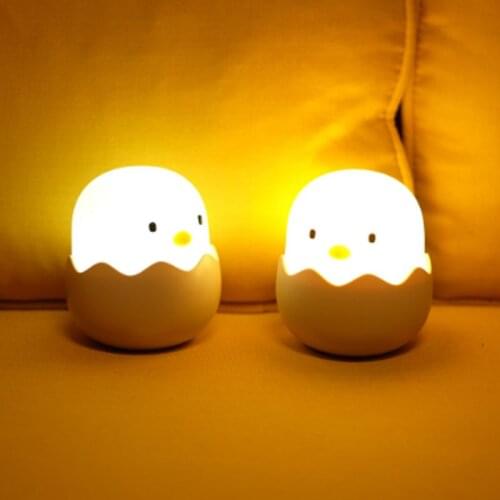 Cute Eggshell Chicken Emotional Silicone Night Light Tumbler Design LED Charging Smart Sensor Children Bedside Lamp For Bedroom