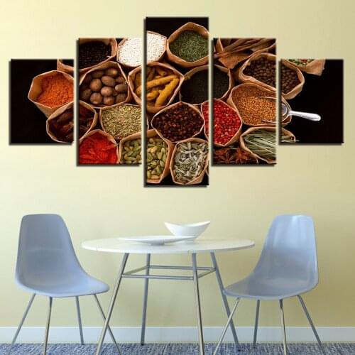 Modular Decoration For Living Room Modern Paintings Artworks 5 Pieces Food Spices Poster HD Printing Pictures On Canvas Wall Art