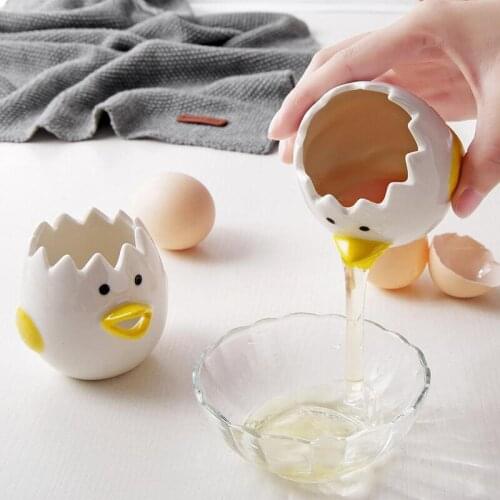 Cartoon Egg Yolk White Separator Creative Cute Cartoon Chicken Ceramics Egg Tool for Kitchen Cooking Accessories Convenient Quic