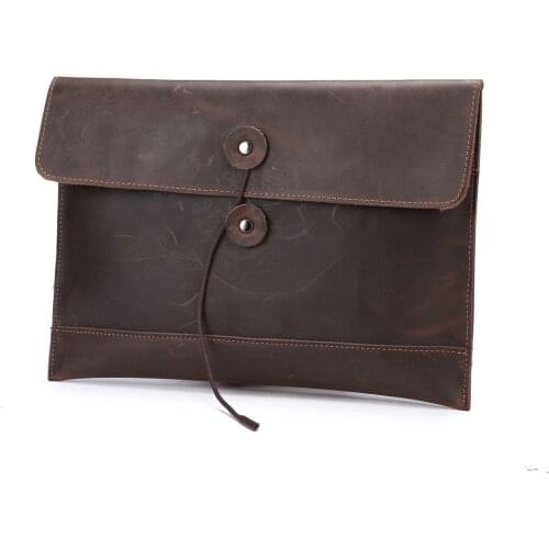 New Mens Genuine Leather Cow Real Cowhide Bag Postman Envelope File Holder Clutch Hand Bag