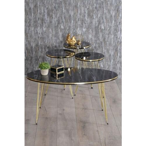 Zigon Coffee Table And Coffee Table in the Middle Ellipse Set Wire Foot Double Gold Bendir