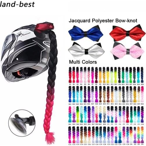 New Arrivals Motorcycle Helmet Braids Gradient Ramp Moto Helmets Decoration Twist Wig Crochet Dual Pigtail Braids Punk Style