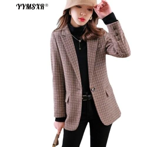 Autumn and Winter Long-sleeved Business Wear Office Large Size Suit Formal Fit Check Temperament Jacket High Quality Female