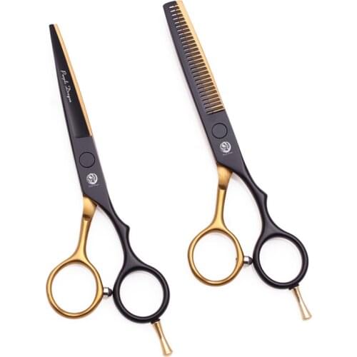Pair 5.5" Y1239 Professional Hairdressing Scissors Salon Hair Cutting Scissors Thinning Barber Scissors Blue Gold