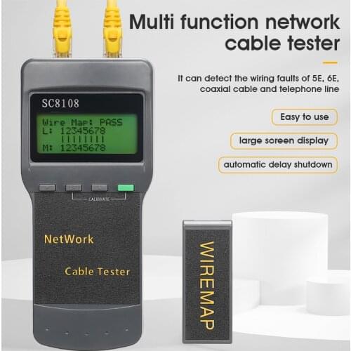 SC8108 Portable LCD Network Tester Meter&LAN Phone Cable Tester & Meter With LCD Display RJ45 Free Shipping