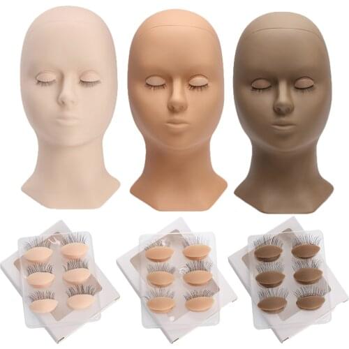 Lifelike Real Skin for Lashes Training Mannequin Head Lashes Extension with Removable Eyelids Soft Silicon Practice Head Kit