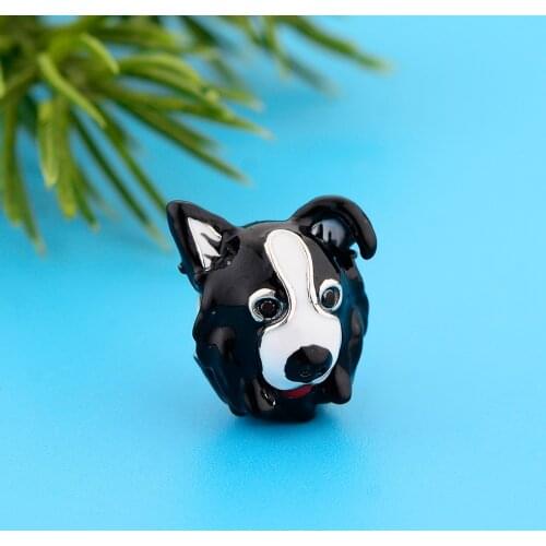 Real 925 Sterling Silver White Black Animal Cute Pet Dog Bead Charms Fit Charm Bracelet Necklace Fashion Fine Jewelry Making