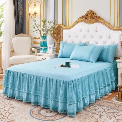 Romantic Bed Skirt Non-slip Fitted Sheet Cover Bedspread Chiffon Bed Sheet for Wedding Decoration Bed Cover with Elastic Band