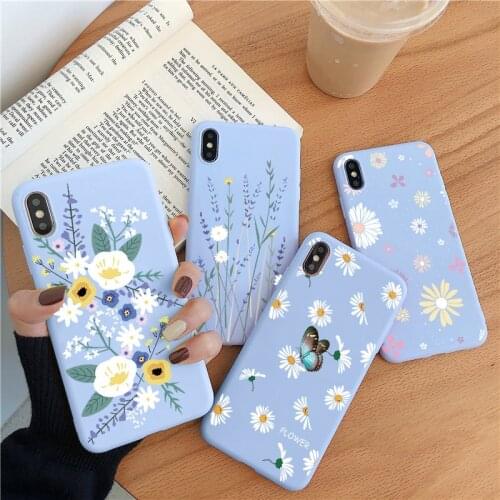 Silicone Florals Matte Phone Case For iPhone 7 6 6S 8 Plus X XS 12 11 Pro Max XR 5 5S SE 2 2020 Soft TPU Flower Back Cover Funda