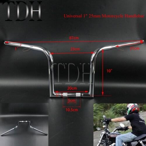 Universal Motorcycle 1" 25mm Chrome Iron Handlebars Z-Bar For Harley Chopper Sportster For Suzuki Street Road Cruiser Touring