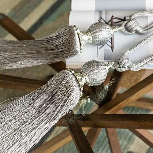 Chicity 2Pcs/Pair Curtain TieBack Tassel Ropes Knit Fixation Tieback Holder Living Room Curtains Tying Rope Decoration