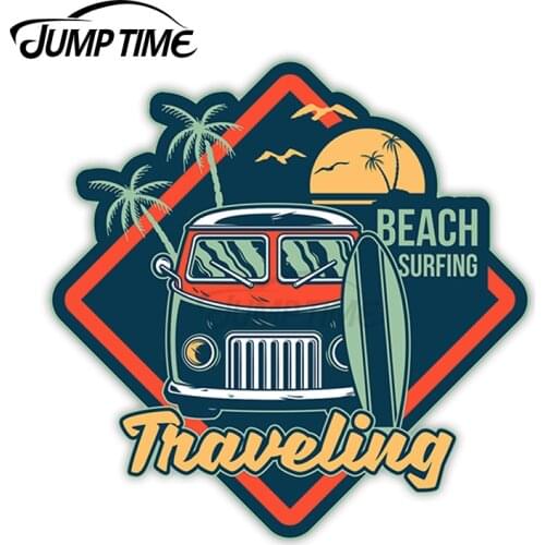 Jump Time Surf Van Vinyl Stickers Surfer Beach Sticker Laptop Luggage JDM Decal Car Wrap Bumper Trunk Truck Graphics