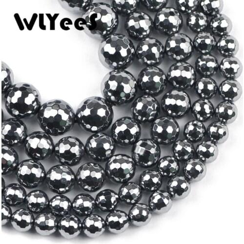 Faceted Disco Titanium hertzs Natural Stone ound Loose Beads For Jewelry Making DIY Bracelet Necklace Accessories 15'' 6/8/10mm