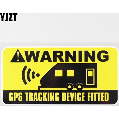 YJZT 15.8CM×7.7CM Warning Caravan Gps Tracking Decal PVC Car Sticker 12C-0441