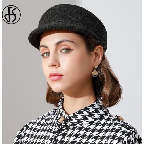FS Japanese Style 100% Wool Women Berets For Autumn Winter Warm Artist Hat Girls Painter Hats Beret Femme Female Warm Peaked Cap