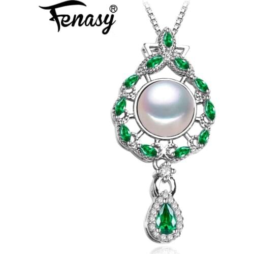 FENASY Natural Freshwater Pearl Dainty Necklaces For Women Fashion Silver Color Bohemian Colorful Flower Pendant