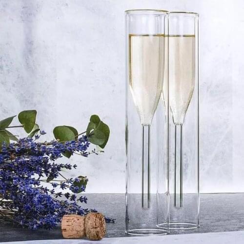 2pcs Nordic Champagne Flutes For Wedding Restaurant Rum Double Wall Tulip Goblet Toast Bridal Sherry Sparkling Tumbler Red Wine