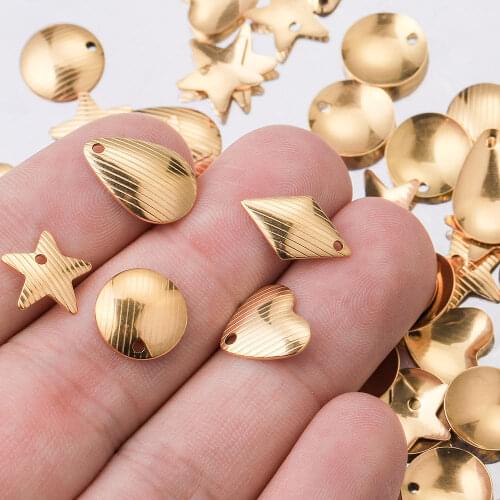 20pcs Lot Gold Stainless Steel Charms Drops Blank DIY Necklace Earrings Bracelet Jewlery Making Supplies Wholesale Bulk Items