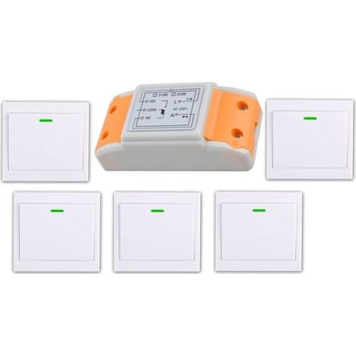 2016 products 220 v 1 ch RF wireless remote control switch 1 receiver+5 transmitter remote control With a paste