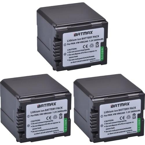 3Pcs 2600mAh VW-VBG260 VW VBG260 VWVBG260 VW-VBG130 VBG130 Camera Battery for Panasonic AG-HMC150 HMC150PJ HMC153MC HMC70 HMR10