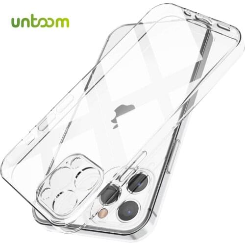 Untoom Ultra Thin Clear Phone Case for iPhone 12 Pro Max 12 Mini Full Lens Protection Cover for iPhone 11 Pro Max Soft Back Case