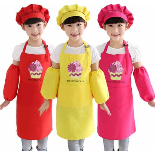 Cartoon Cute Children Apron Kid Play House Kitchen Boys and Girls Baby Cooking Pinafore Art Painting Clothes