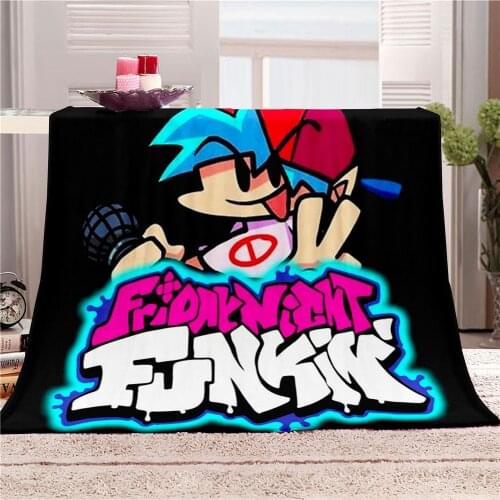 Music Game Friday Night Funkin 3D Printed Flannel Blanket Sherpa Fleece Throw Warm Gift for Kids Adults Sofa Bed Home Office