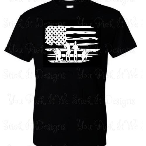 American Flag With Soldiers T Shirt