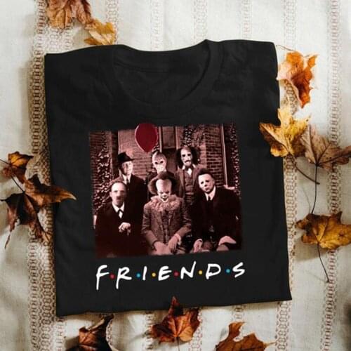 Horror Friends Tv Shows T Shirt Vintage Halloween Woman Clothes Kwaii Graphic Tees Goth 90s Grunge Summer Plus Size Tees