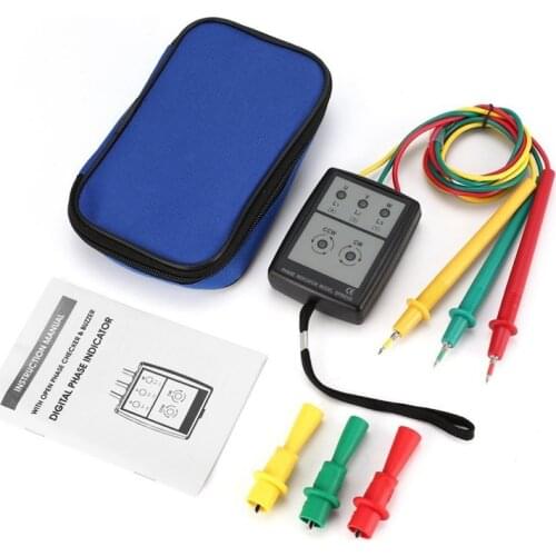 SP8030 Smart Digital 3 Phase Rotation Meter with LED Phase Indicator Model Tester 200V-480V AC Voltage Phase Sequence Detector