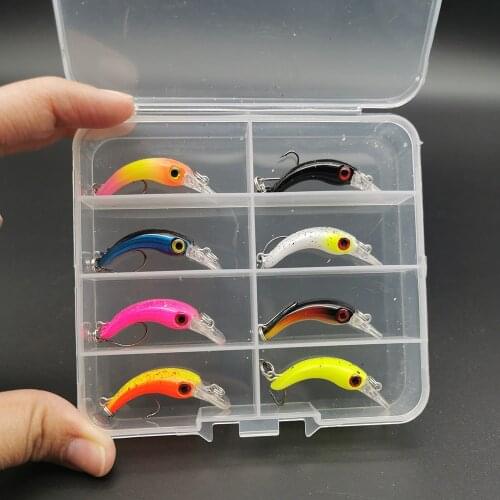 Mini Bow-Shaped Minnow Artificial Hard Lure Fishing Bait Single Sharp Hook Crankbait Wobbler Tackle Trolling Trout Sea Bass Bait