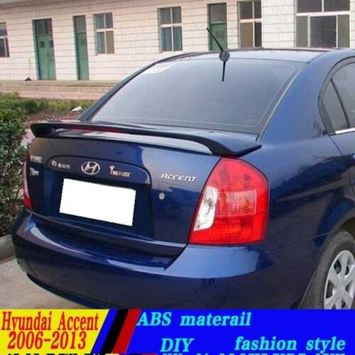 Use for hyundai accent spoiler High Quality ABS Material Car Rear Wing Primer Color spoiler for hyundai accent 2006-2013
