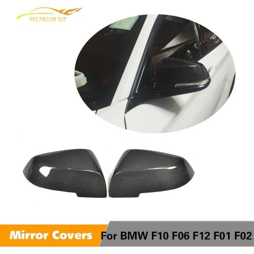 Carbon Fiber Car Side Rear View Mirror Covers Caps For BMW 5 Series F10 2014 - 2016 6 Series F06 F12 7 Series F02 2010 - 2014