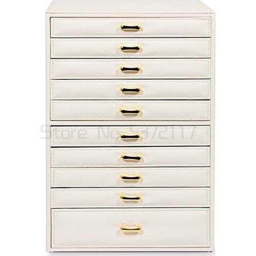 Large capacity jewelry box solid wood structure storage box multi-layer removable storage box long flannelette