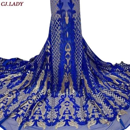 Royal Blue French Tulle Lace Fabric 5 Yards African Lace Fabric 2021 High Quality Nigerian Lace Fabric For Party Dress A04