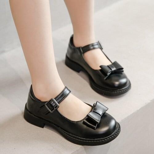 Girls' Leather Shoes Spring Autumn Kids Soft Sole Shoes with Bow Childrens Princess Shoes Black Performance Shoes