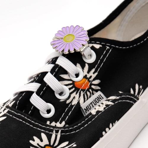 12 Color 2pair/Set DIY Cute Sun Flower Magic Metal Aglet Replacement Shoelaces Daisy Metal Tips Head For Sneakers