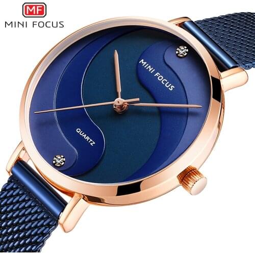 MINIFOCUS Watch Women Fashion Dress Quartz Watch Luxury Brand Ladies Full Steel Mesh Strap Waterproof Watches Female reloj mujer