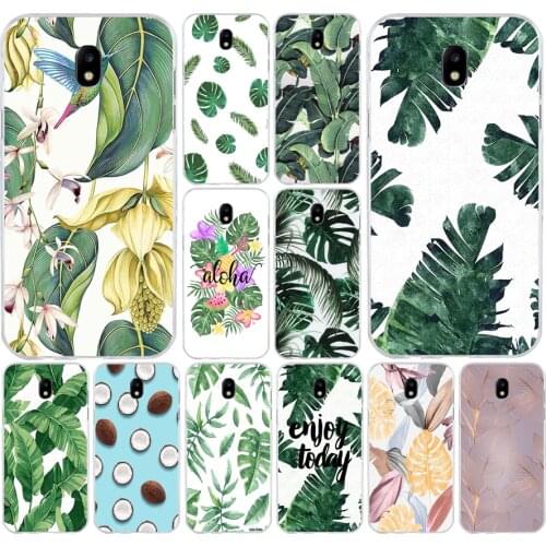 06AS Green Leaf Soft Silicone Tpu Cover phone Case for Samsung Galaxy J2 J3 J4 J5 J6 J7 Prime 2016 2017 Plus 2018