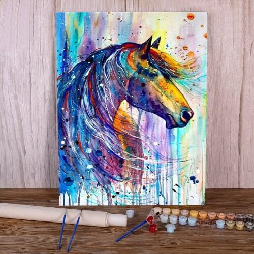 Horse Animal DIY Painting By Numbers Complete Kit Oil Paints 50*70 Paiting By Numbers Loft Wall Picture Adults Drawing