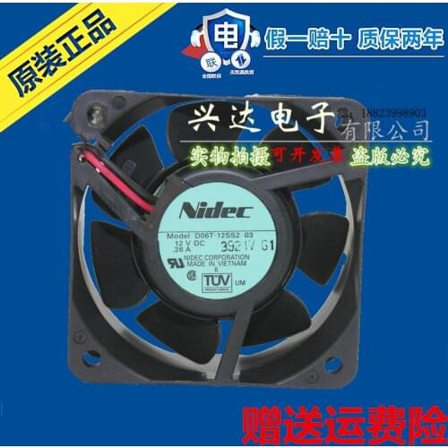 Genuine original D06T-12SS2 03 6025 DC12V 0.28A two-wire cooling fan