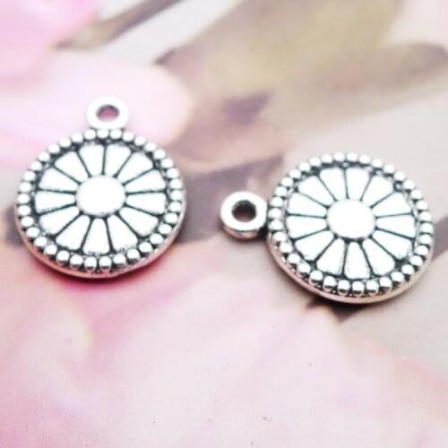 10PCS/Lot 16mm*20mm Flower Pendant Antique Silver Color Sunflower Charms For DIY Jewelry Making Handmade Craft